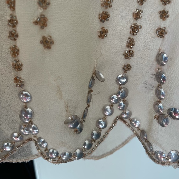 Miss Selfridge Beaded Nude Top - Size 10 - Picture 2 of 5